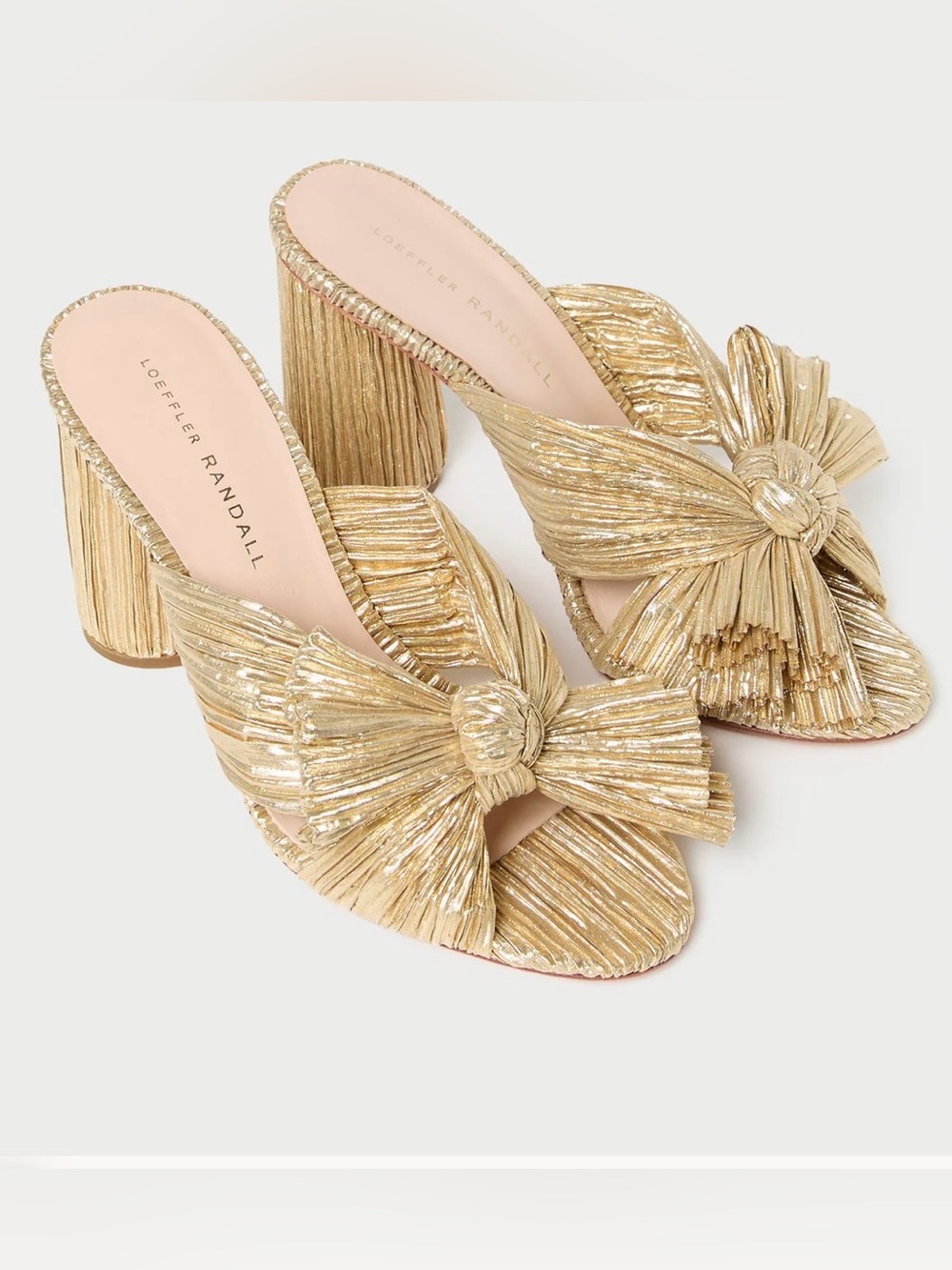 Loeffler Randall Penny Gold Pleated Bow Heel
